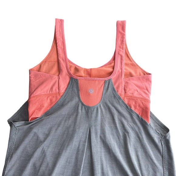 LULULEMON 4 Neon Pink Gray Sports Bra Loose Shirt Yoga Fitness Dance Tank Top - Picture 7 of 10